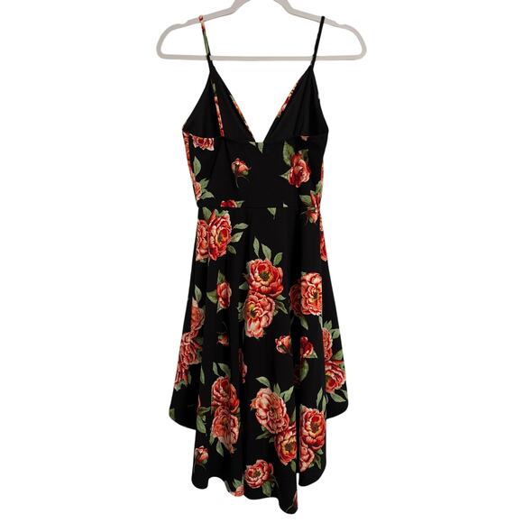 Cherry Mellow Women's S Whimsigoth Colorful Floral Plunge Hi Lo Romper Dress - Picture 2 of 8
